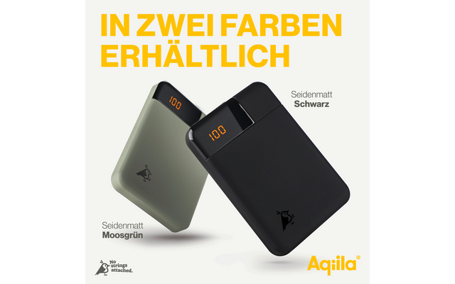 Twee powerbanks naast elkaar, één in mosgroen en één in zwart, met zichtbare aansluitingen