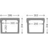 Zwei nebeneinander gezeichnete Querschnitte von rechteckigen Profilen. Links: Außenbreite 386 mm, Innenbreite 320 mm, Innenhöhe 252 mm, Gesamthöhe 314 mm. Rechts: Außenbreite 363 mm, Innenbreite 295 mm, Gesamthöhe 314 mm
