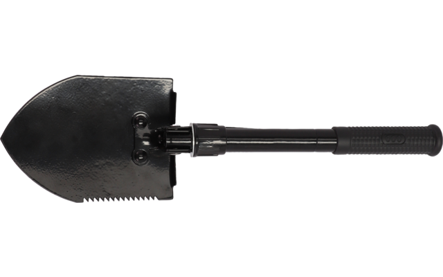 Klappspaten mit gezacktem Rand und schwarzem Griff