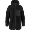 Schwarze Fleecejacke mit Reißverschluss und einer Brusttasche links
