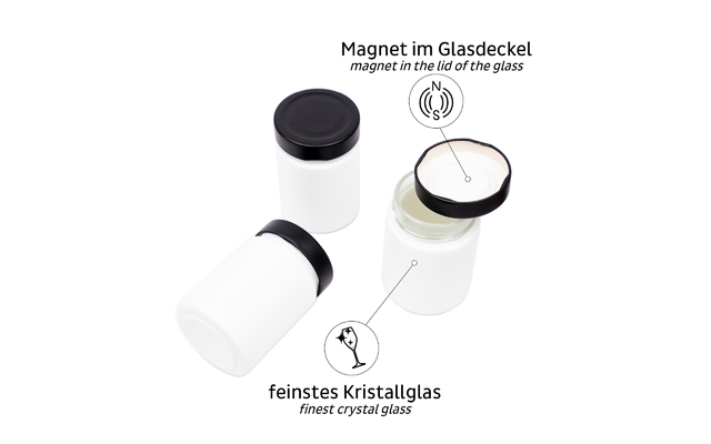 silwy® Feinkost-Magnetgläser 3er-Set All White inkl. Metallleiste (192 ml) 