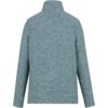 Hellblauer langer Pullover mit Stehkragen von hinten