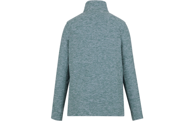 Hellblauer langer Pullover mit Stehkragen von hinten