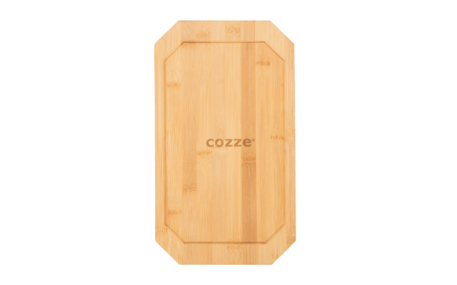 Sartén de hierro fundido Cozze con bandeja de madera 30 x 15 cm