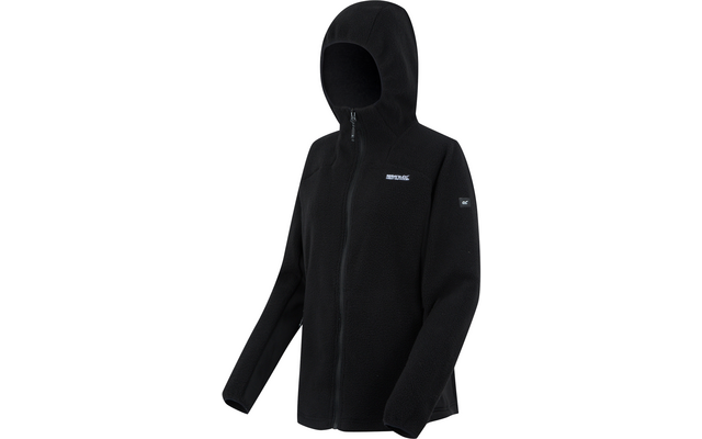 Schwarze Kapuzenjacke mit Reißverschluss und langem Arm