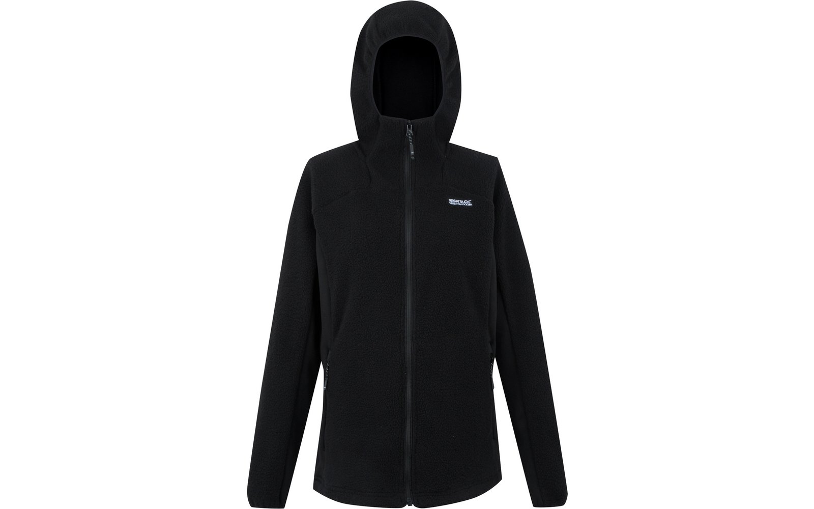 Schwarze Kapuzenjacke mit durchgehendem Reißverschluss
