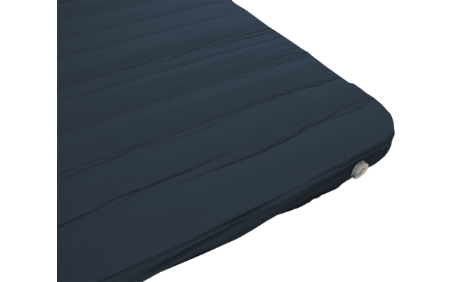 Hellgraue aufblasbare Isomatte mit horizontalen Luftkammern, Ventil an der rechten Kante und weißem Berger-Logo