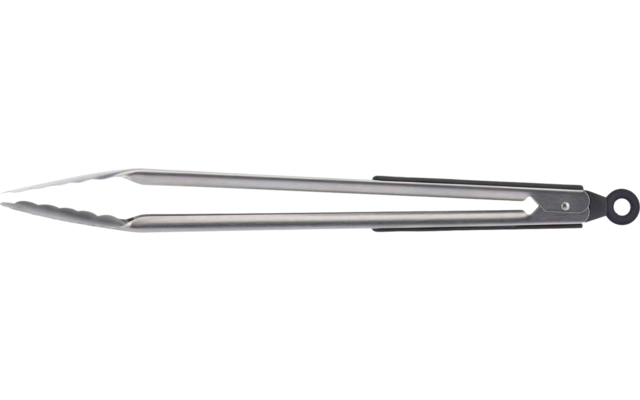 Silberne Metallzange mit gezackten Enden und Ring am Griffende