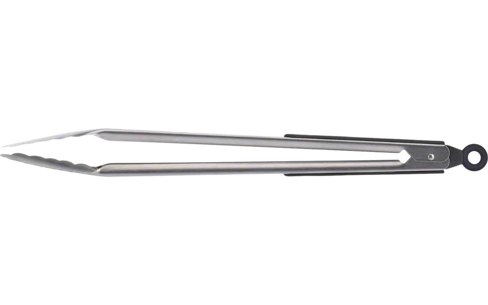 Silberne Metallzange mit gezackten Enden und Ring am Griffende