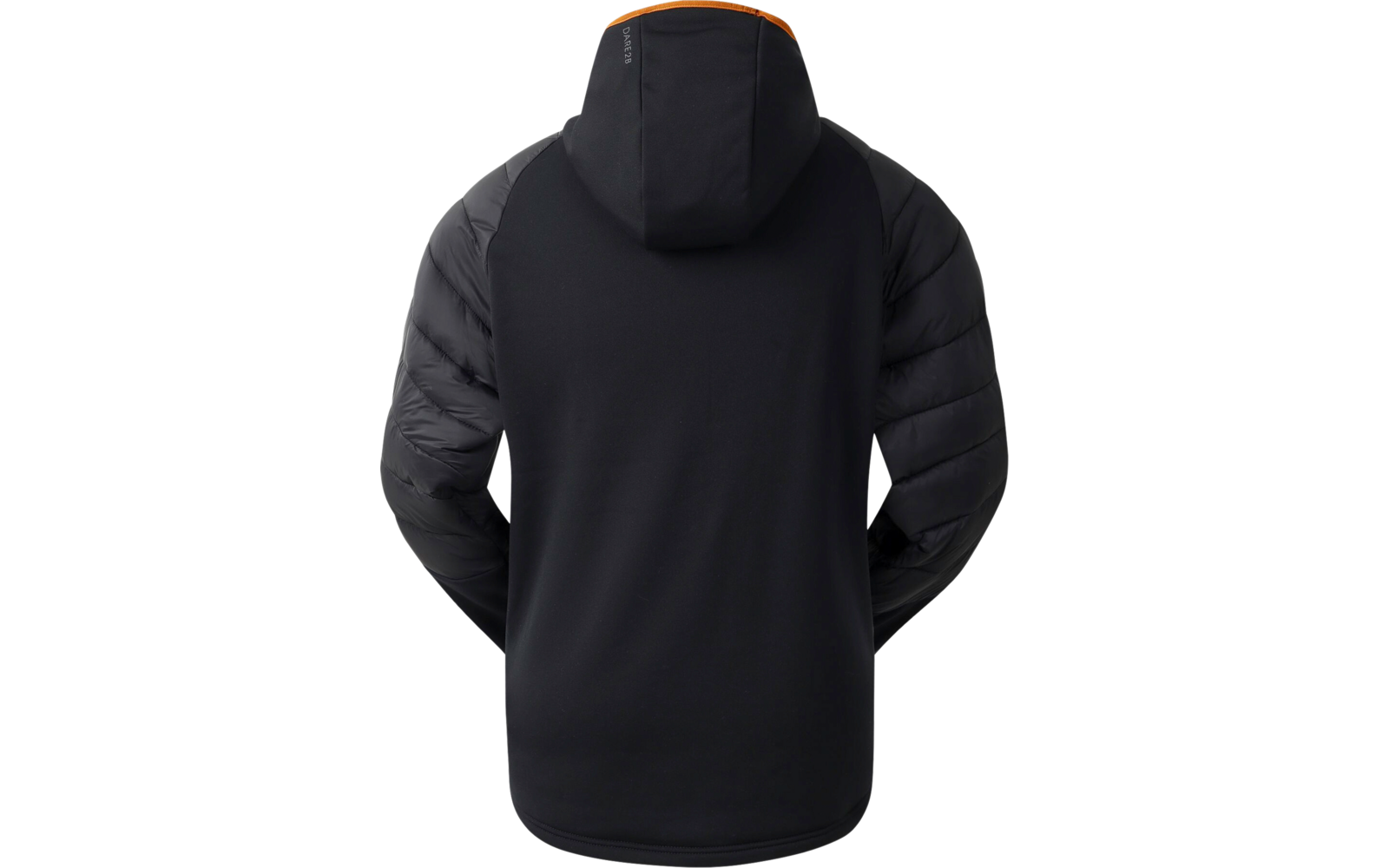 Schwarze Jacke mit Kapuze, Rückansicht