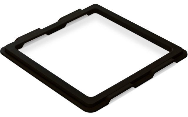 Schwarzer quadratischer Rahmen mit abgerundeten Ecken auf weißem Hintergrund