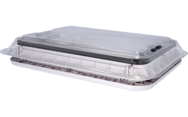 Berger Dachhaube mit Moskitoschutz & Verdunkelungsrollo 70 x 50 cm Transparent mit LED
