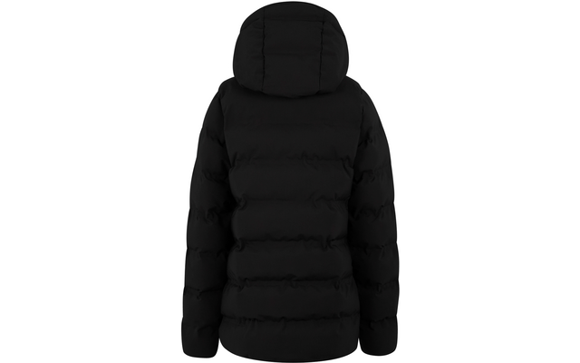 Schwarze, gepolsterte Winterjacke mit Kapuze, Rückansicht