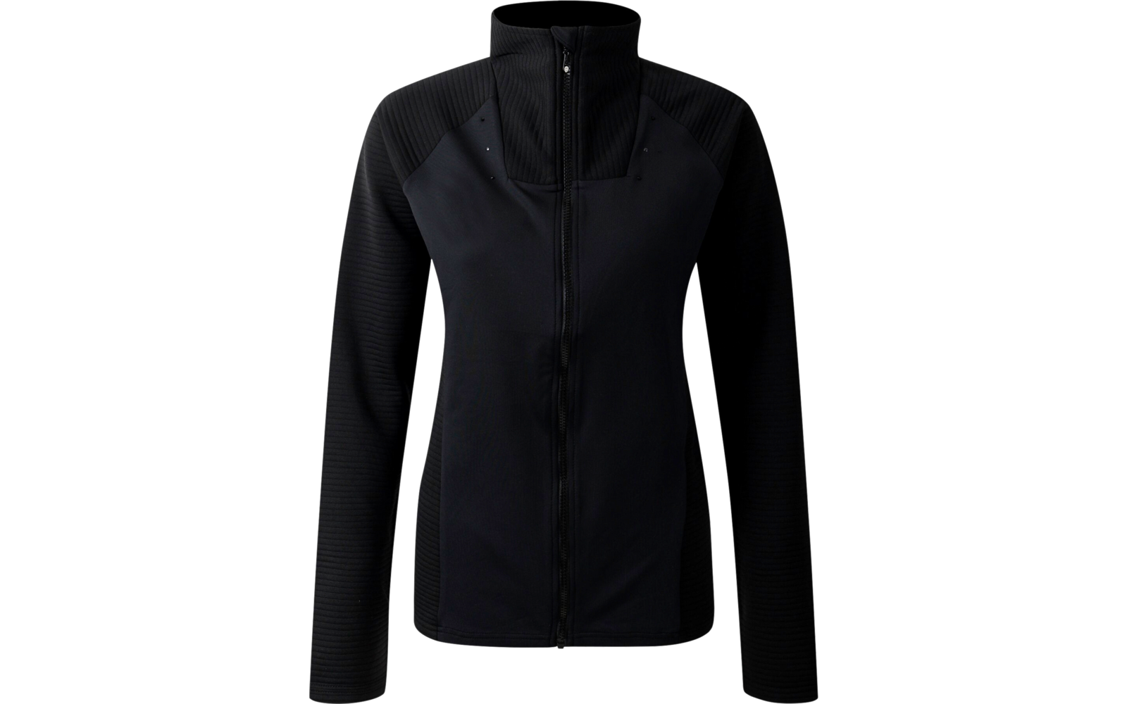 Schwarze Jacke mit hohem Kragen und Reißverschluss
