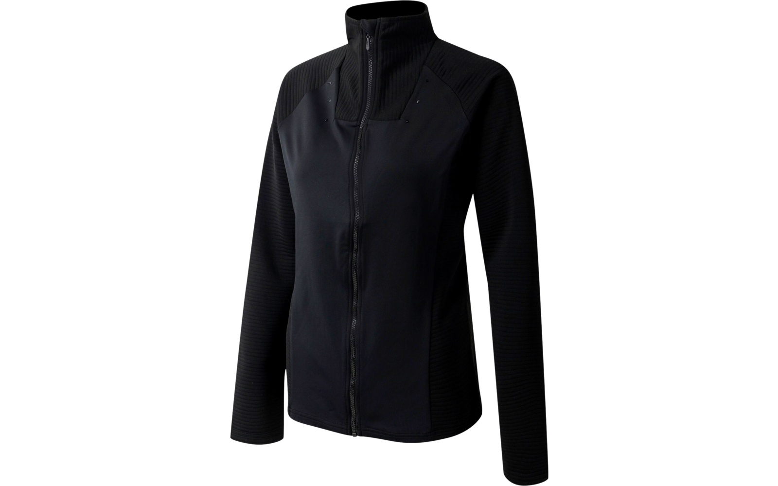 Schwarze Jacke mit Reißverschluss und Stehkragen