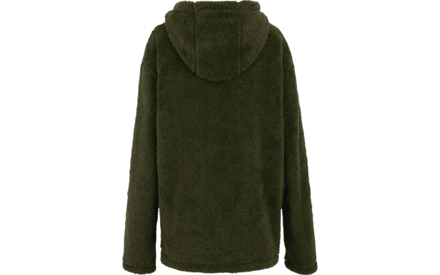 Grüne Kapuzenjacke aus Fleece, Ansicht von hinten