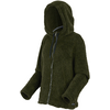 Dunkelgrüne Kapuzenjacke aus Fleece mit Reißverschluss und Taschen
