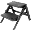 Kleines Produktbild Berger AluStep Duo blackline klappbarer Doppeltritt aus Aluminium schwarz (H&ouml;he 38 cm) 1