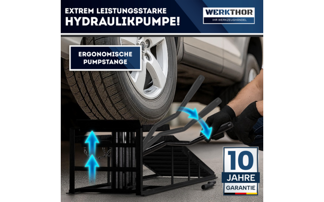 Produktbild Werkthor hydraulische Auffahrrampen 2er-Set h&ouml;henverstellbar bis zu 4 Tonnen 1