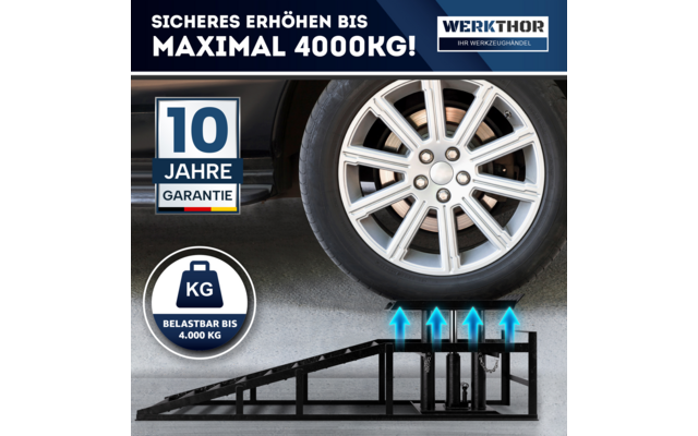 Produktbild Werkthor hydraulische Auffahrrampen 2er-Set h&ouml;henverstellbar bis zu 4 Tonnen 1