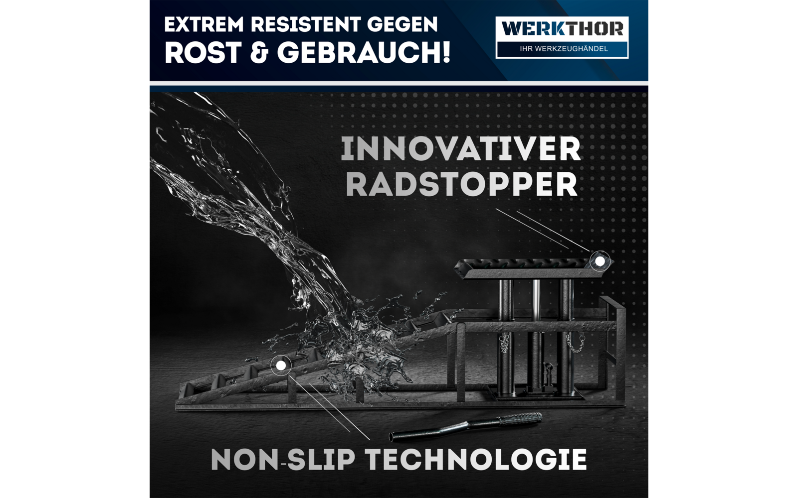 Produktbild Werkthor hydraulische Auffahrrampen 2er-Set h&ouml;henverstellbar bis zu 4 Tonnen 1