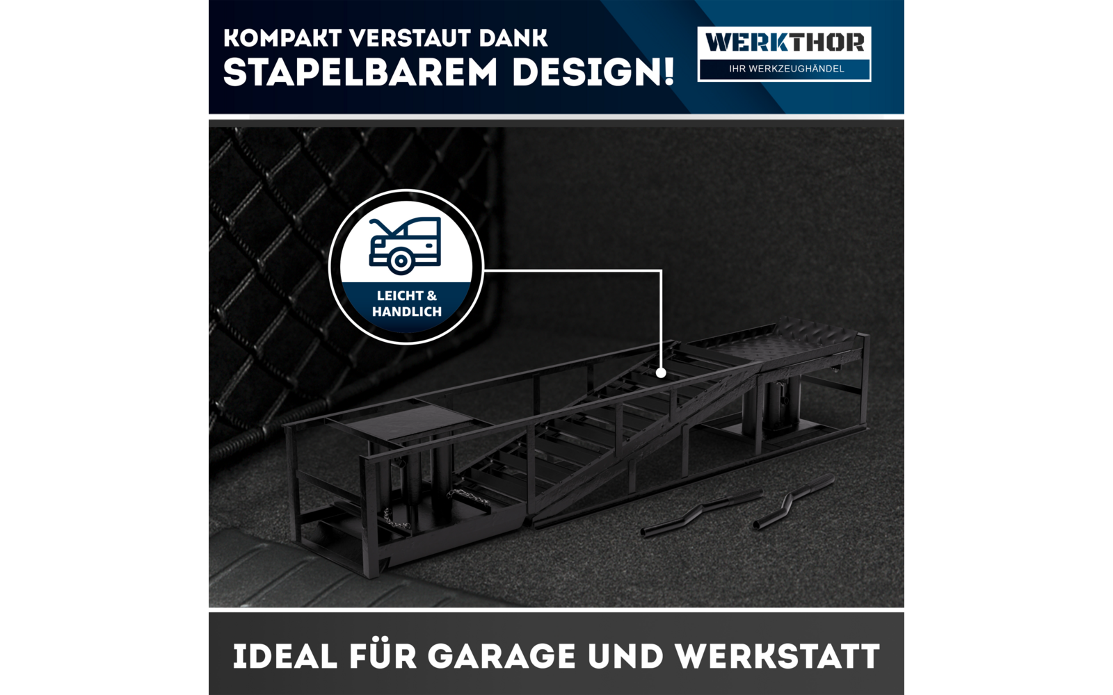 Produktbild Werkthor hydraulische Auffahrrampen 2er-Set h&ouml;henverstellbar bis zu 4 Tonnen 1
