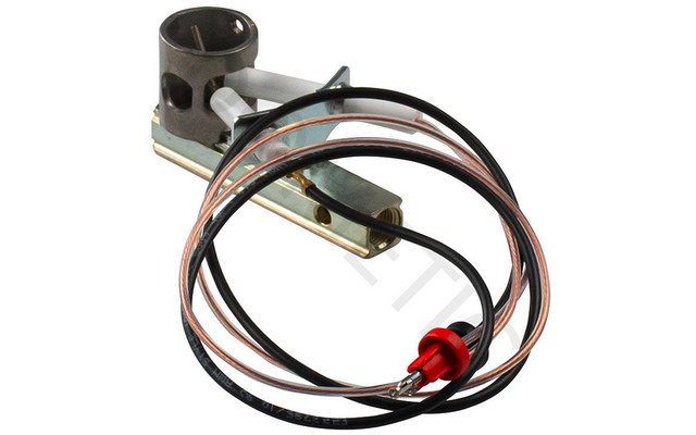 Elektronisches Bauteil mit zwei Drähten, einem roten und einem schwarzen Stecker