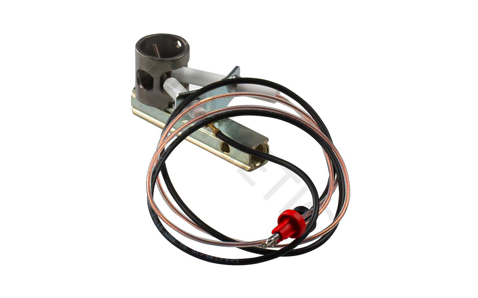 Elektronisches Bauteil mit zwei Drähten, einem roten und einem schwarzen Stecker