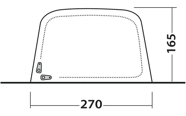 Skizze eines Fensters mit Maßen, Breite 270 cm, Höhe 165 cm