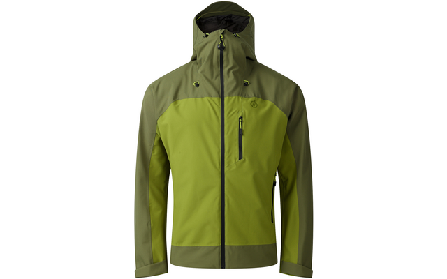 Zweifarbige grüne Kapuzenjacke mit durchgehendem Reißverschluss, Brust-Reißverschlusstasche, zwei Seiten-Reißverschlusstaschen und langen Ärmeln