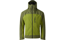 Zweifarbige grüne Kapuzenjacke mit durchgehendem Reißverschluss, Brust-Reißverschlusstasche, zwei Seiten-Reißverschlusstaschen und langen Ärmeln