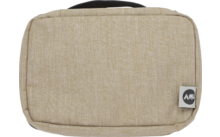 Beige rechteckige Tasche mit schwarzem Griff, Maße 24,5 cm breit, 19 cm hoch und 7 cm tief