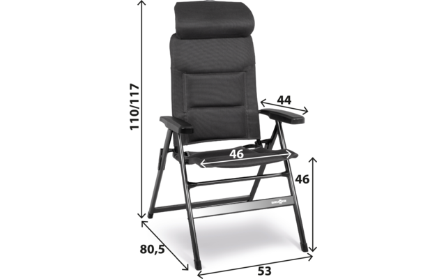 Produktbild Brunner Aravel H2L Klappstuhl mit h&ouml;henverstellbarer Kopfst&uuml;tze 1