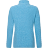 Veduta posteriore di un maglione azzurro chiaro a maniche lunghe con collo alto su sfondo bianco