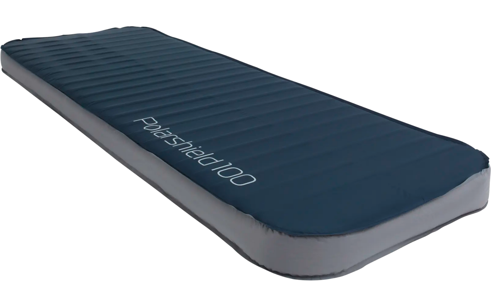Blaues aufblasbares Camping-Schlafmatratze mit grauem Rand