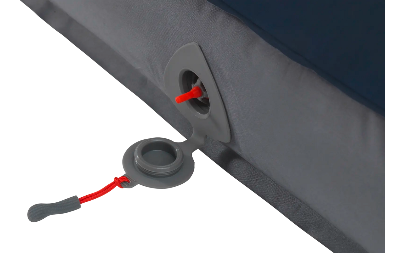 Nahaufnahme eines schwarzen und roten Kabels, das an ein graues Gerät angeschlossen ist