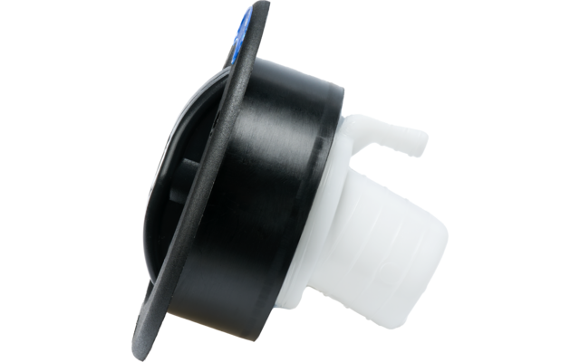 STS tank filler neck, short, Ø 40 mm, w.lining/tank cap for fresh water, w.lining, STS/Zadi cyl. signal white