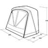 Disegno tecnico in bianco e nero di una struttura curva con un pannello frontale diviso in tre segmenti triangolari da sbarre oblique; base rettangolare; linee di misura e numeri '285', '195', '100', '35', '135'