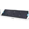 Klappbares Solarpanel mit schwarzen Zellen und grauem Rahmen, vorne zwei blaue Griffe