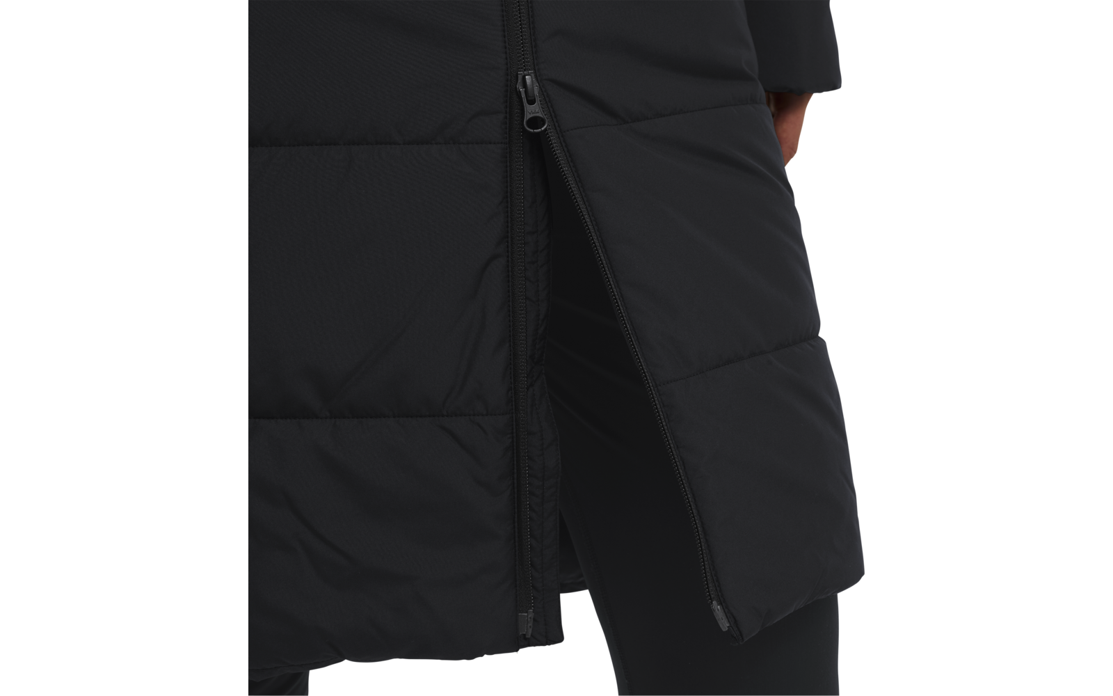 Schwarze Winterjacke mit Reißverschluss und Seitentaschen