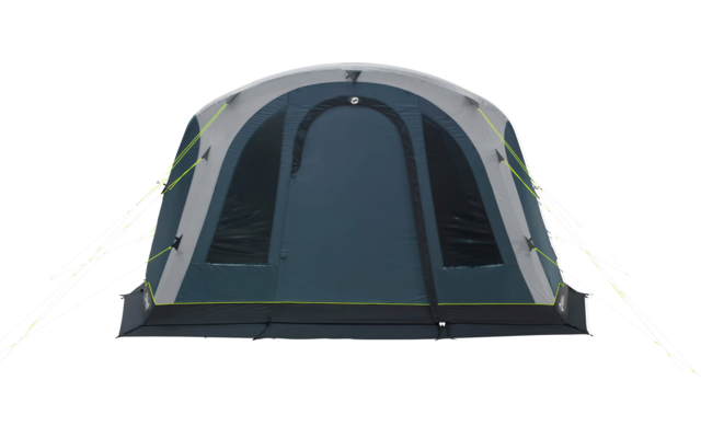 Einzelnes grünes und graues Zelt auf weißem Hintergrund