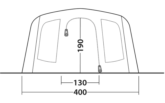 Technische Zeichnung von zwei abgerundeten rechteckigen Formen mit Maßeinheiten in Millimetern