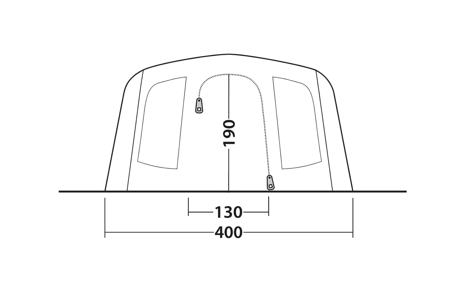Technische Zeichnung von zwei abgerundeten rechteckigen Formen mit Maßeinheiten in Millimetern