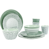 Bo-Camp Mix & Match Campinggeschirr-Set Melamin f&uuml;r 4 Personen 16-teilig  gr&uuml;n leaf