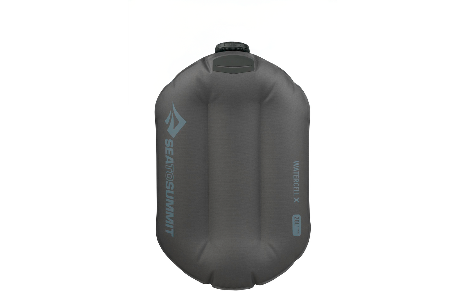 Grijze opblaasbare waterzak met tekst Sea to Summit en Watercell X 20L
