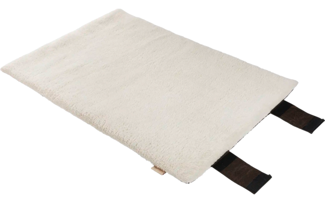 Hellbeige Filzunterlage mit zwei schwarzen Laschen