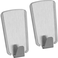 Metaltex pullCLEAN Inox adhesive hooks trapezoidal 2 pieces silver
