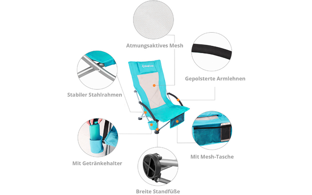 Siège d'une chaise de bureau avec appuie-tête réglable, dossier, accoudoirs et assise en gris et bleu