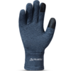 Dark blue right-hand glove, palm visible, embossed geometric pattern, touchscreen pads on thumb and index, "POLARTEC®" logo on cuff
