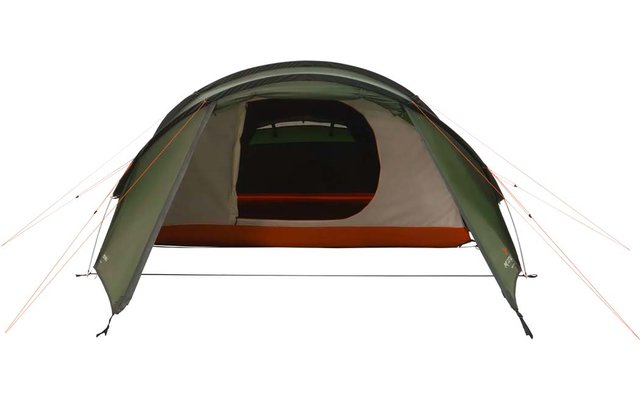 Grünes Campingzelt mit offenem Eingang